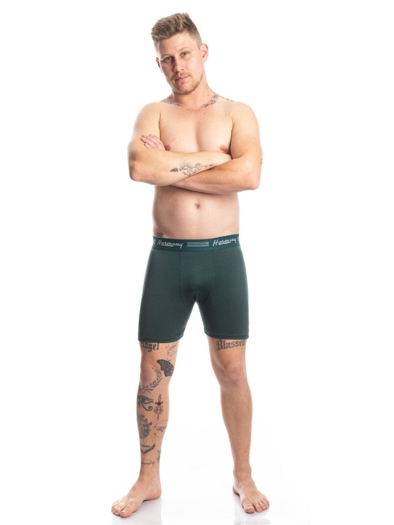 Cueca Boxer Long Leg Poliéster Verde Harmony