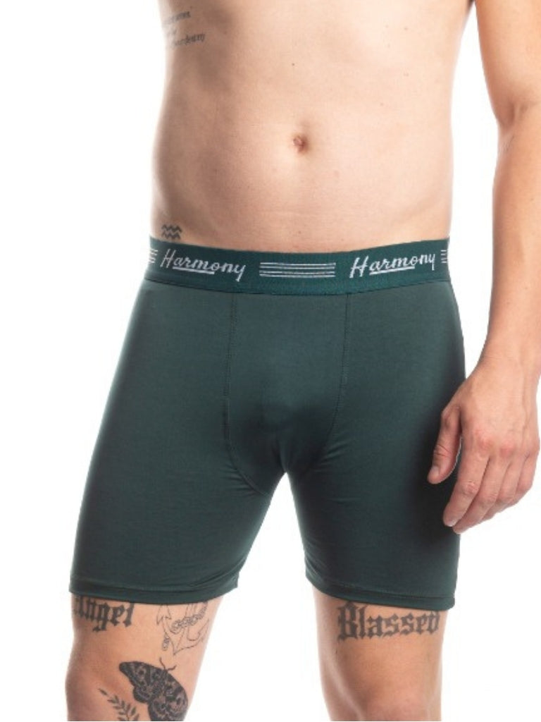 Cueca Boxer Long Leg Poliéster Verde Harmony