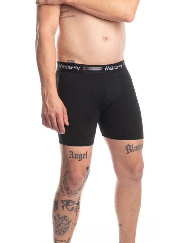 Cueca Boxer Long Leg Poliéster Preta Harmony