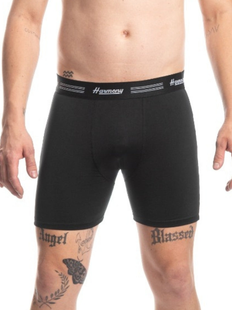 Cueca Boxer Long Leg Poliéster Preta Harmony