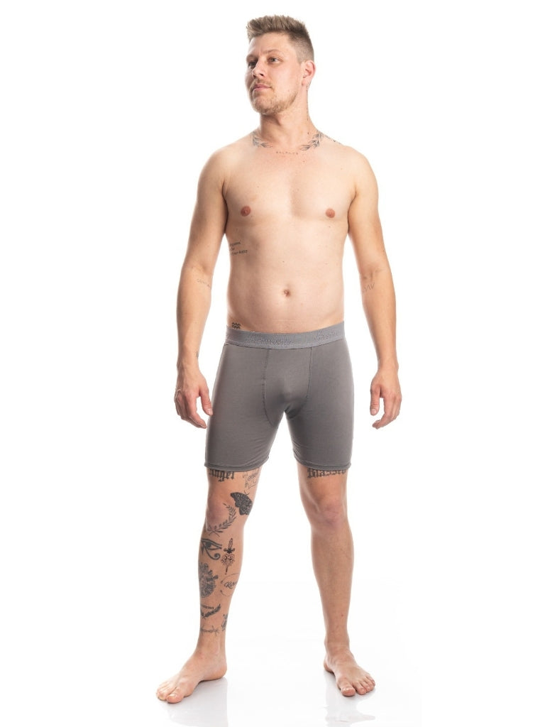 Cueca Boxer Long Leg Poliéster Chumbo Harmony