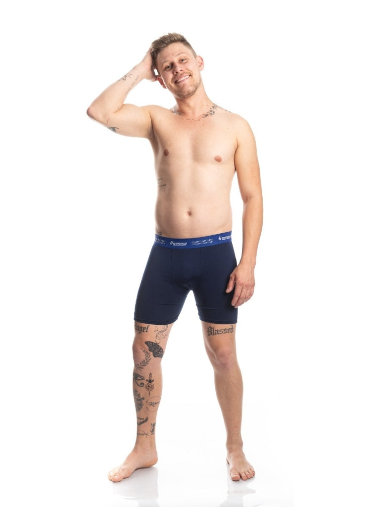 Cueca Boxer Long Leg Poliéster Azul Harmony