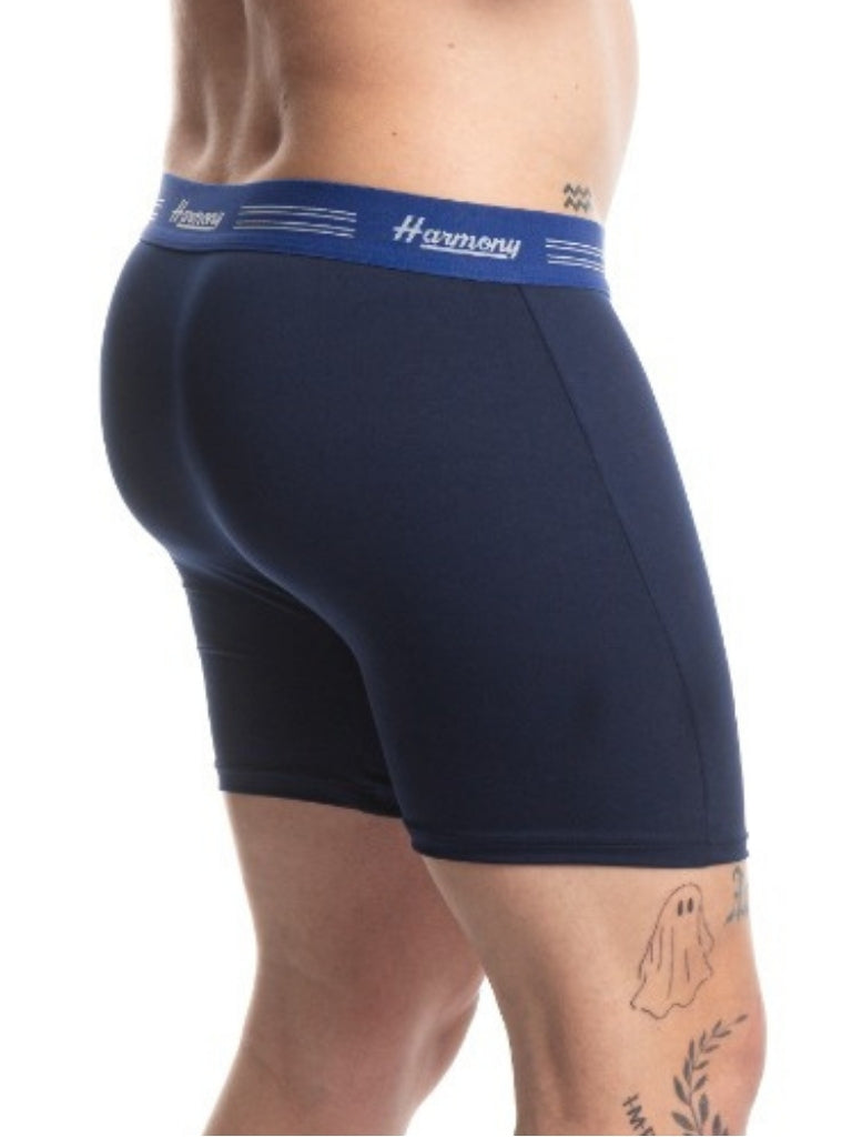 Cueca Boxer Long Leg Poliéster Azul Harmony