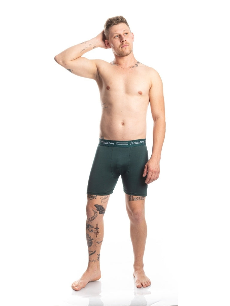 Cueca Boxer Long Leg Cotton Verde Harmony