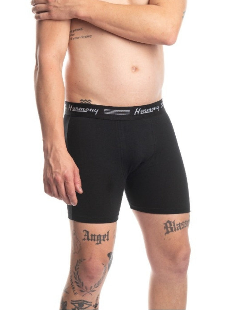 Cueca Boxer Long Leg Cotton Preta Harmony