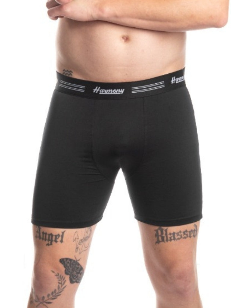 Cueca Boxer Long Leg Cotton Preta Harmony