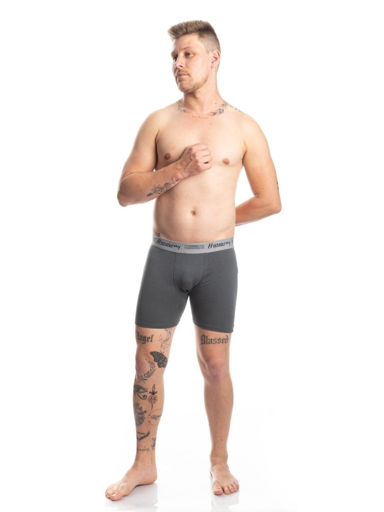 Cueca Boxer Long Leg Cotton Chumbo Harmony