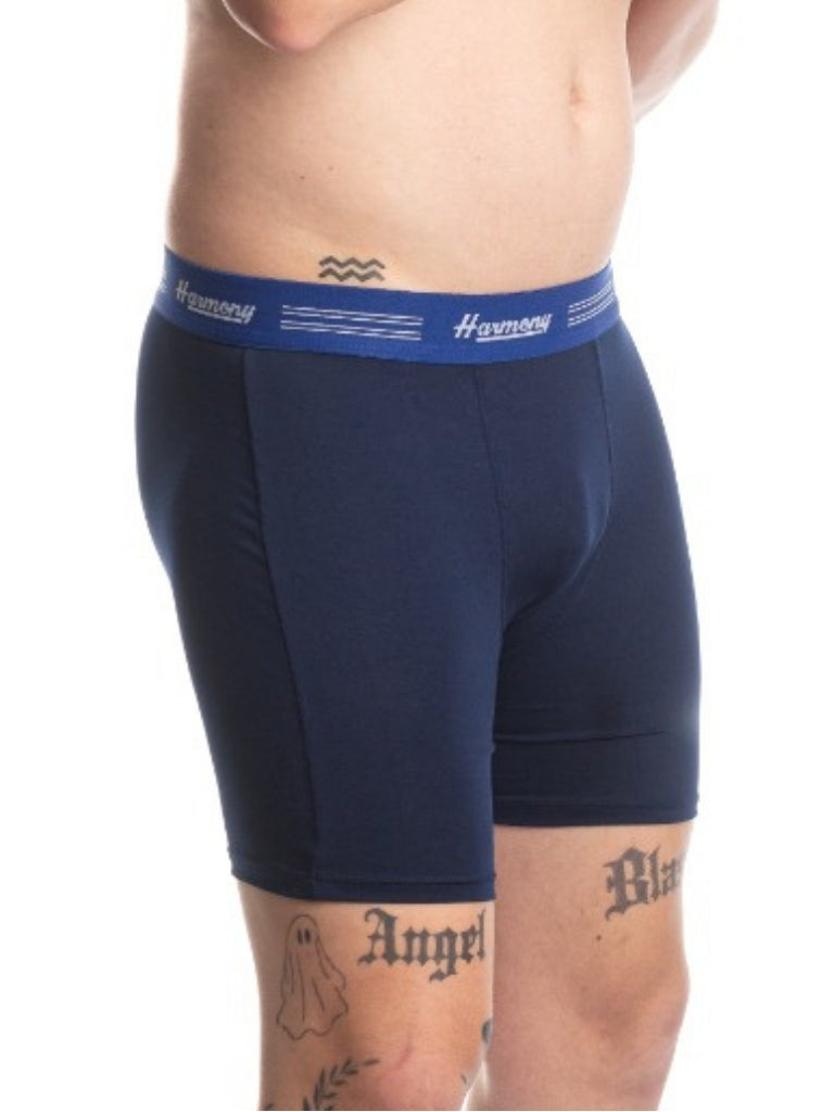 Cueca Boxer Long Leg Cotton Azul Harmony
