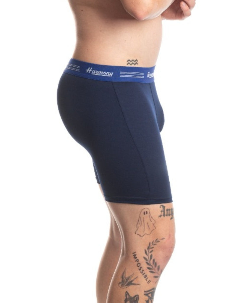 Cueca Boxer Long Leg Cotton Azul Harmony