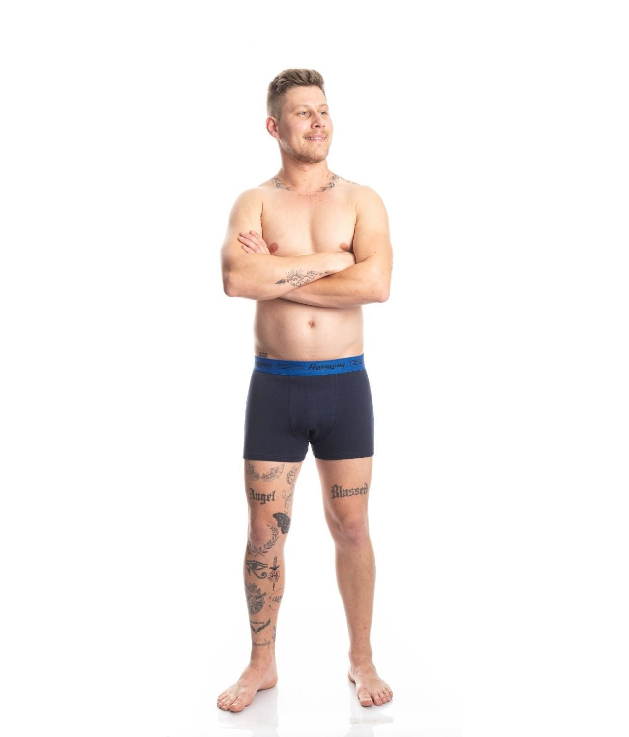Kit 3 Cuecas Boxer Cotton Azul Harmony