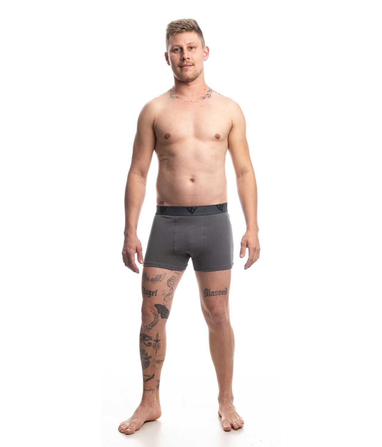 Kit 3 Cuecas Boxer Cotton Chumbo Harmony