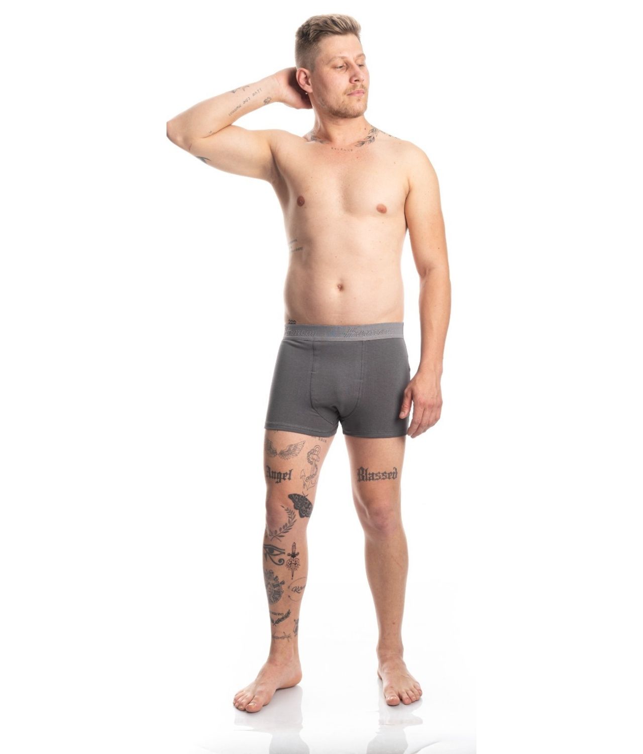 Kit 3 Cuecas Boxer Poliéster Chumbo Harmony